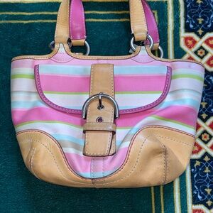 Coach Striped Pink and Tan Women's Bag